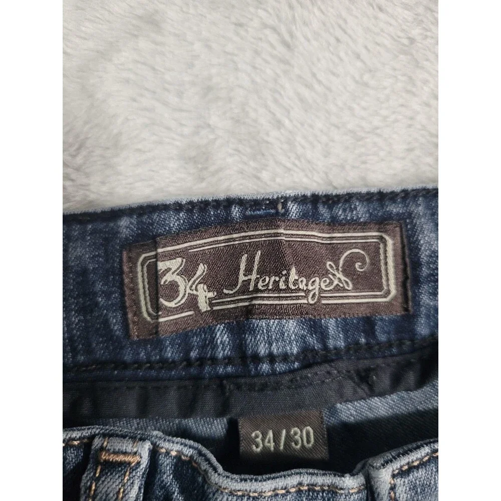 34 Heritage Jeans Mens 34x30 Blue Straight Regular Fit Medium Wash Stretch Denim